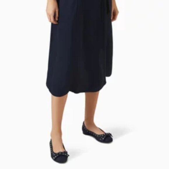 GANNI Eyelets Bow Ballerina Denim | Dark Navy - Picture 5 of 5